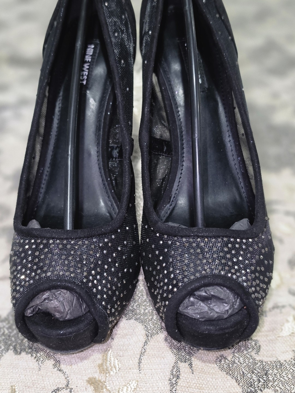 Nine West Black Peep-Toe Evening Pumps